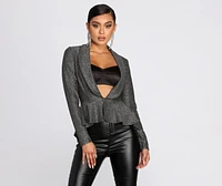 All Glam Glitter Peplum Blazer