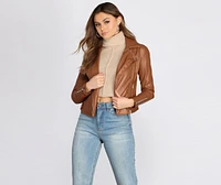 Kick It Up A Notch Faux Leather Moto Jacket