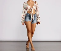 Floral Affair Tie Front Top