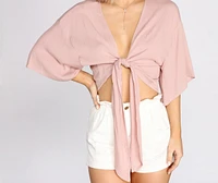 Effortlessly Pretty Tie Front Top