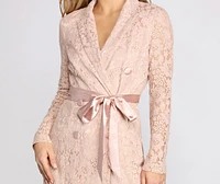 True Love Satin Belted Lace Trench Coat