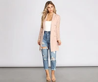 True Love Satin Belted Lace Trench Coat