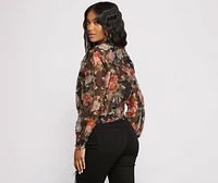 Falling For Florals Organza Bomber
