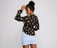 Fall Love With Floral Tie-Front Blouse