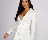 Chic Girl Tie Front Belted Trench