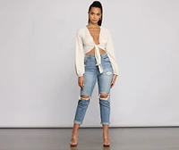 Major Trendsetter Tie Front Crop Top