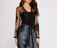 Feel It The Air Applique Sheer Duster