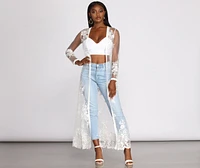Feel It The Air Applique Sheer Duster