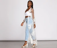 Feel It The Air Applique Sheer Duster