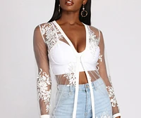 Feel It The Air Applique Sheer Duster