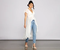 Charming Chiffon High-Low Duster