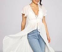 Charming Chiffon High-Low Duster