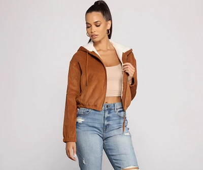Corduroy Cutie Cropped Sherpa Jacket