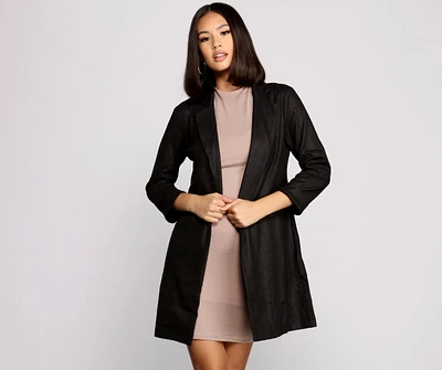 Makin' Moves Faux Suede Long Line Blazer