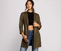 Makin' Moves Faux Suede Long Line Blazer