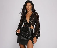 Foiled and Fab Chiffon Tie Front Top