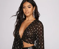 Foiled and Fab Chiffon Tie Front Top