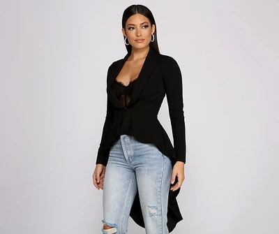 First Class Peplum High Low Jacket
