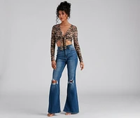 Flirty Floral Lace Tie Front Crop Top