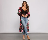 Romantic Vibes Rose Printed Duster