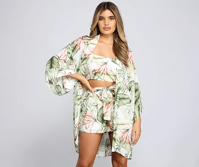 Vacay On My Mind Tropical Print Kimono
