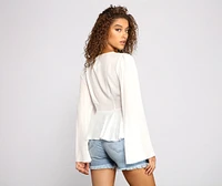 Chic Sheer Bell Sleeve Babydoll Top