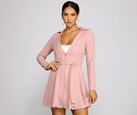 Chic Girl Tie Front Belted Trench