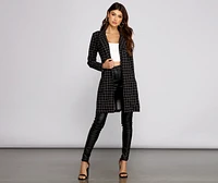 Classic Window Pane Trench Coat