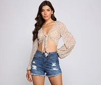 Floral Bloom Tie Front Top