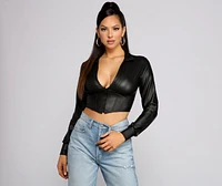 An Edgy Vibe Faux Leather Crop Top