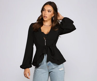 Pretty Peplum Belted Blazer