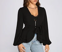 Pretty Peplum Belted Blazer