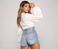 Chic Crochet Beauty Tie Front Crop Top