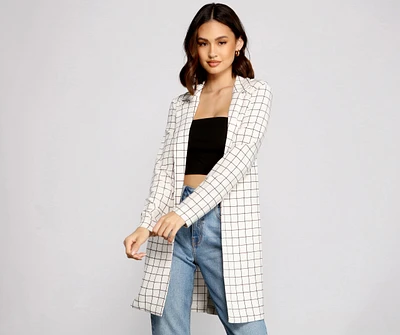 Classic Window Pane Trench Coat