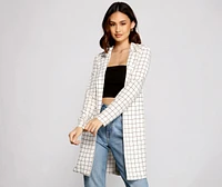 Classic Window Pane Trench Coat