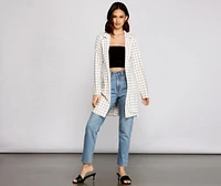 Classic Window Pane Trench Coat