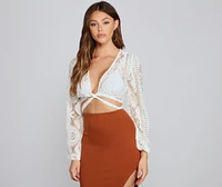 Boho Babe Lace Tie-Front Top