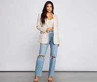 Polished Glam Oversized Plaid Blazer