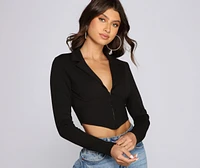 Hook And Eye Crepe Crop Top