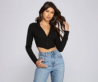 Hook And Eye Crepe Crop Top