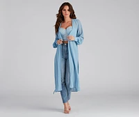 Chic Sheer Chiffon Belted Trench