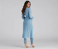 Chic Sheer Chiffon Belted Trench