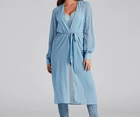 Chic Sheer Chiffon Belted Trench