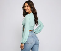 Back To Basics Tie Front Gauze Top