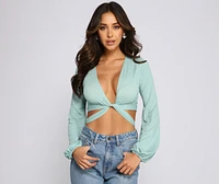 Back To Basics Tie Front Gauze Top