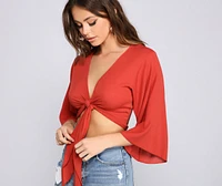 It Girl Gauze Tie Front Top
