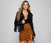 Major Baddie Fringe Faux Leather Moto
