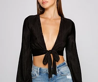 So Loved Pleated Tie Front Top