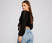 So Loved Pleated Tie Front Top