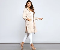 Striped Sophistication Long Blazer